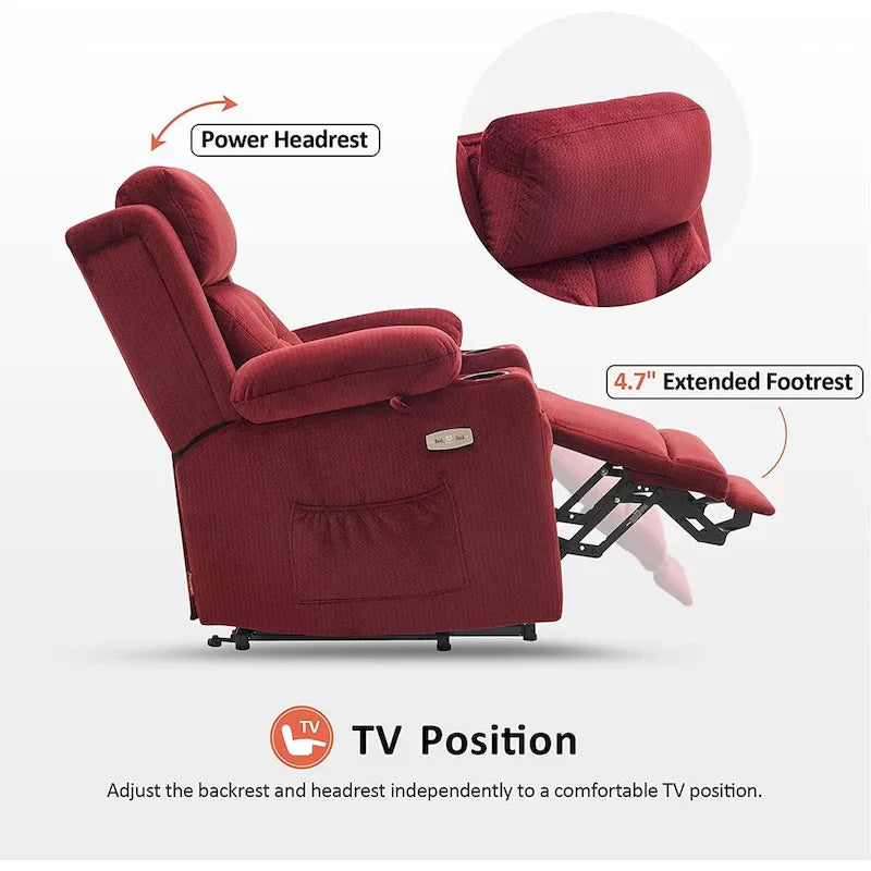 Fauteuil releveur inclinable avec appuie-tête électrique pour personnes âgées de petite taille, fauteuil releveur à position infinie