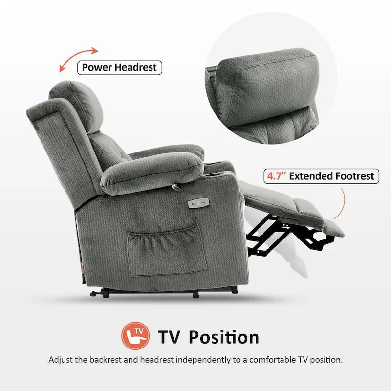 Fauteuil releveur inclinable avec appuie-tête électrique pour personnes âgées de petite taille, fauteuil releveur à position infinie