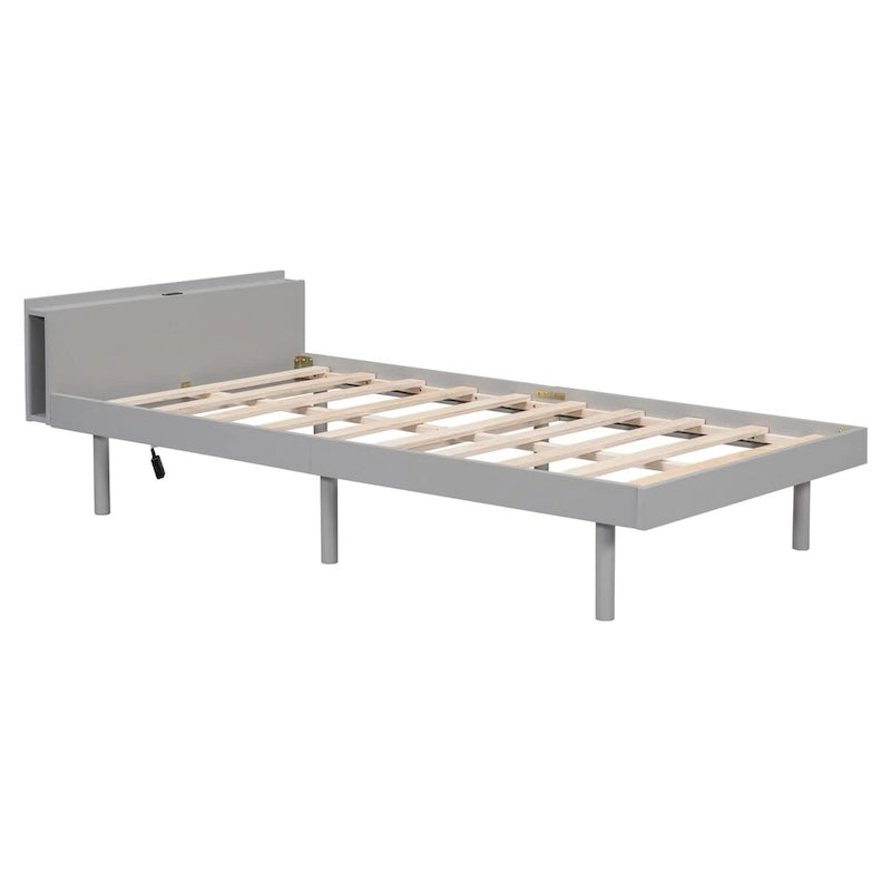 Cadre de lit plateforme double avec ports USB intégrés