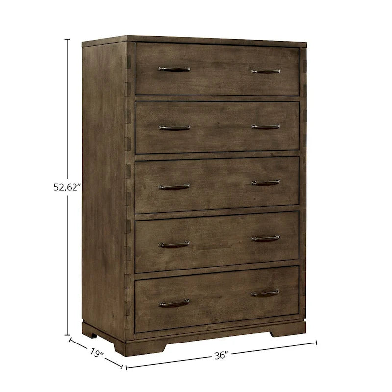 Commode contemporaine en bois à 5 tiroirs, gris graphite