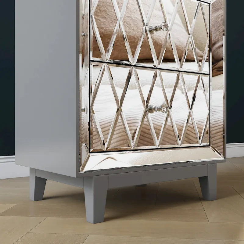Table de chevet avec miroir à 2 tiroirs