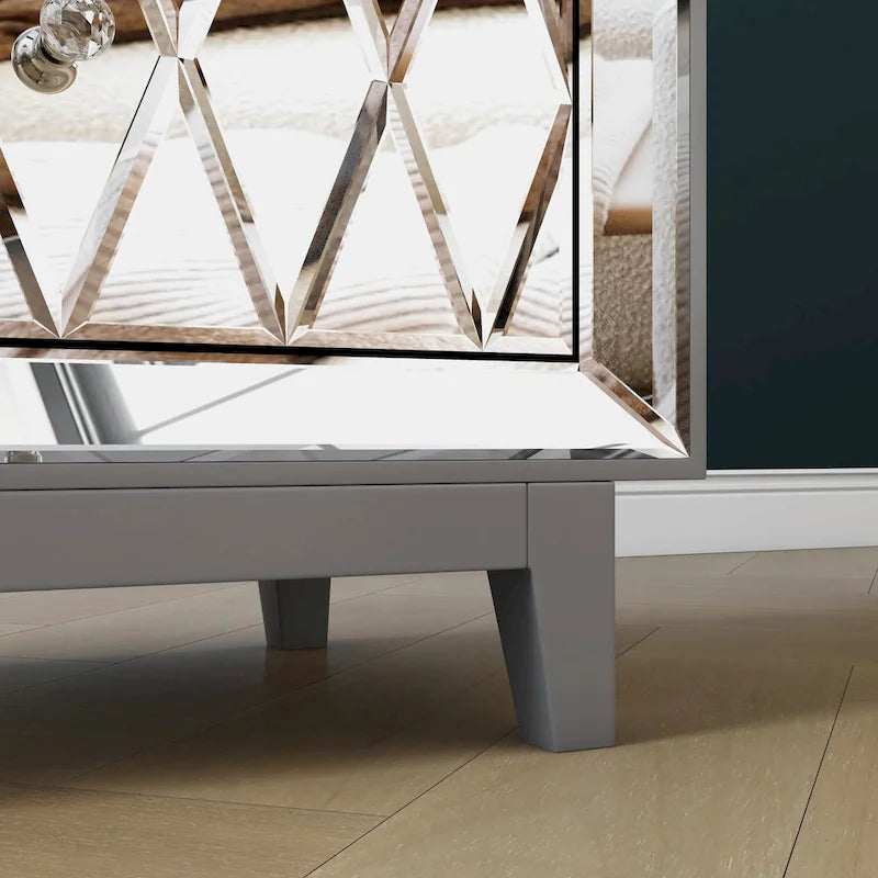 Table de chevet avec miroir à 2 tiroirs