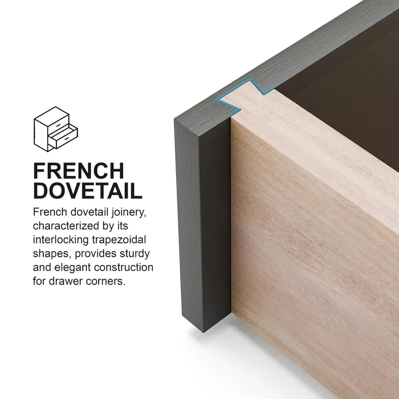 Commode moderne à 5 tiroirs en bois massif couleur espresso