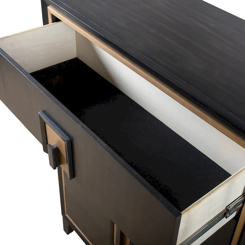 Commode moderne à 5 tiroirs en bois massif couleur espresso