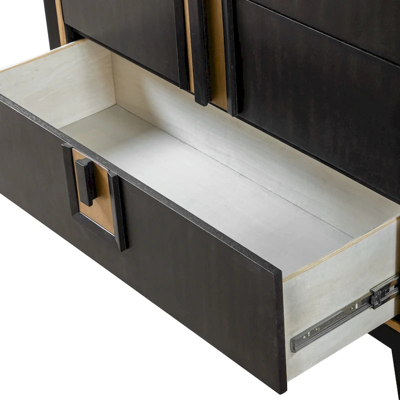 Commode moderne à 5 tiroirs en bois massif couleur espresso