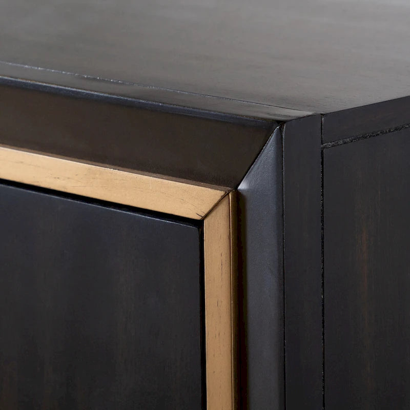 Commode moderne à 5 tiroirs en bois massif couleur espresso
