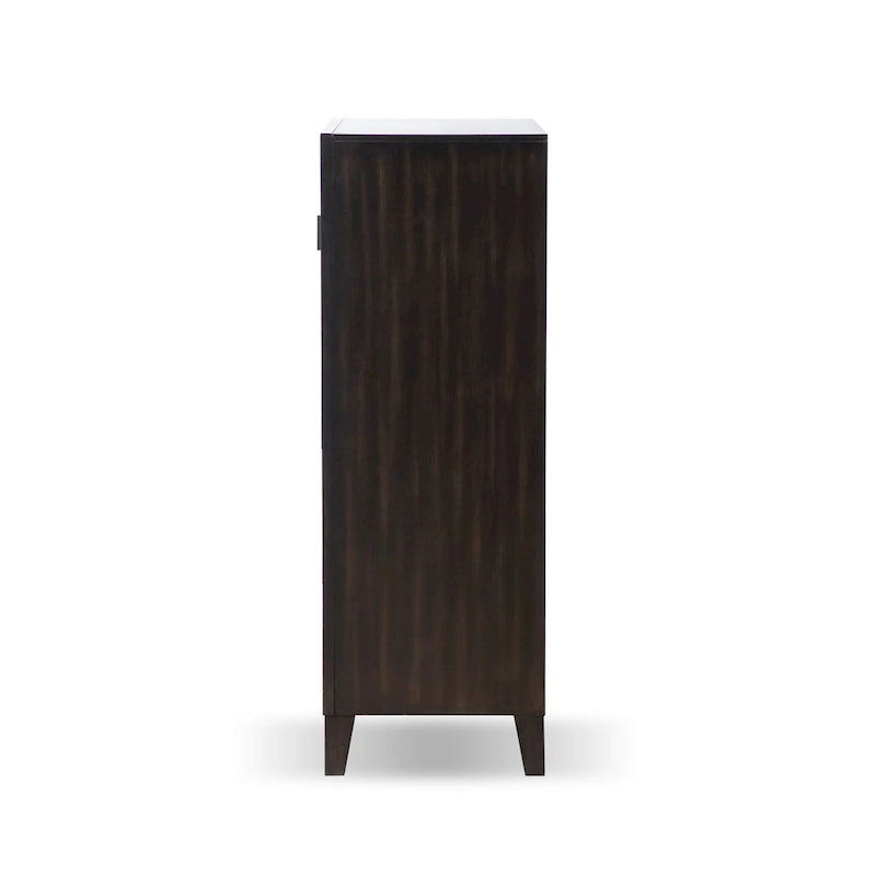 Commode moderne à 5 tiroirs en bois massif couleur espresso
