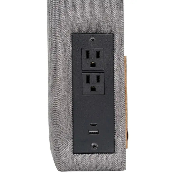 Tête de lit rembourrée avec 2 prises de courant, 1 port USB, 1 port USB-C