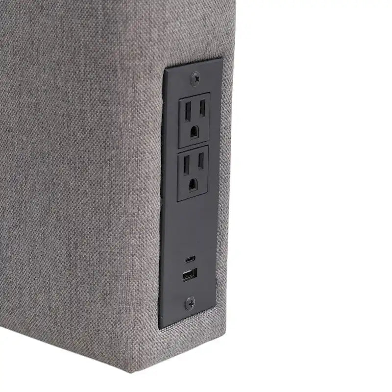 Tête de lit rembourrée avec 2 prises de courant, 1 port USB, 1 port USB-C
