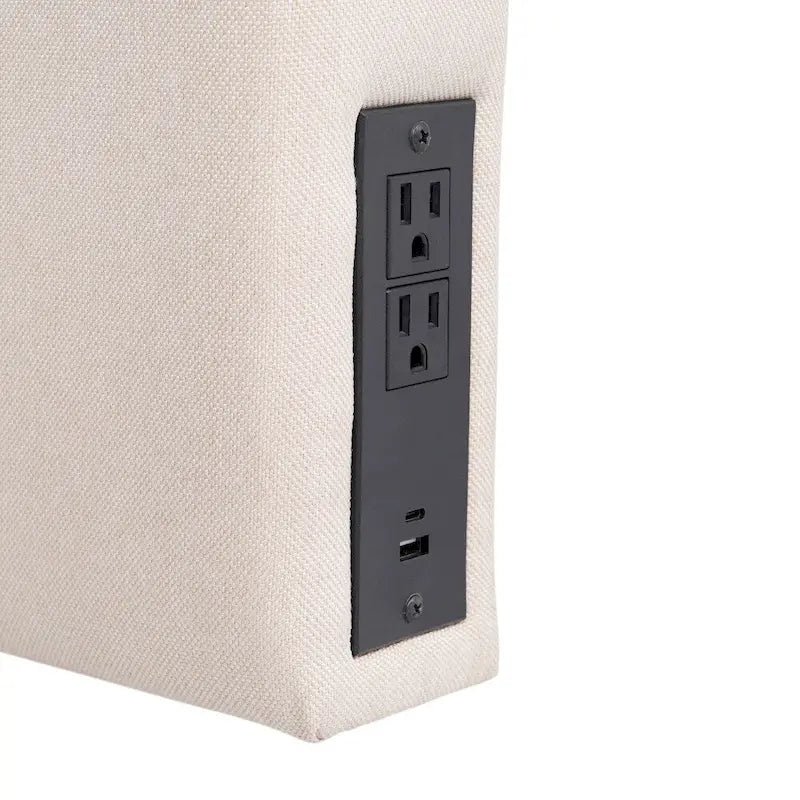 Tête de lit rembourrée avec 2 prises de courant, 1 port USB, 1 port USB-C