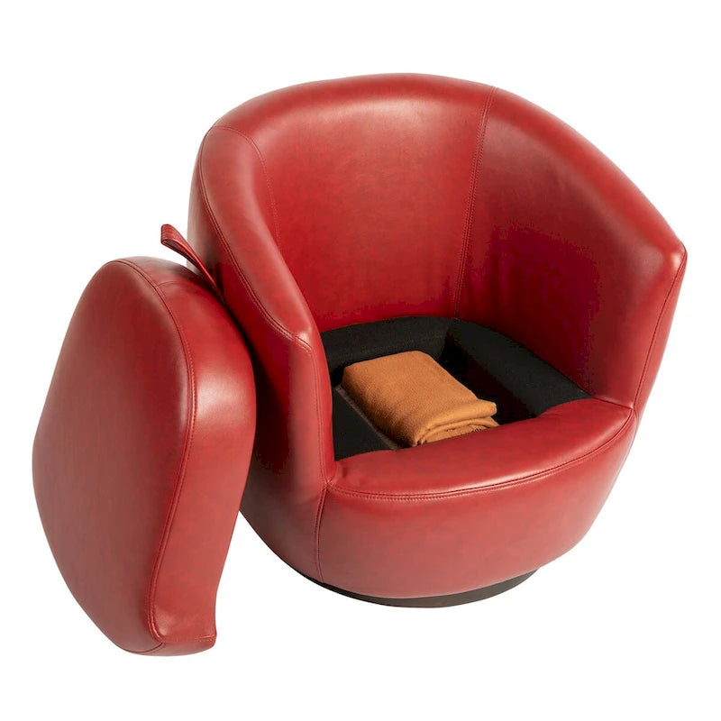 Fauteuil cabriolet pivotant rembourré avec rangement intégré