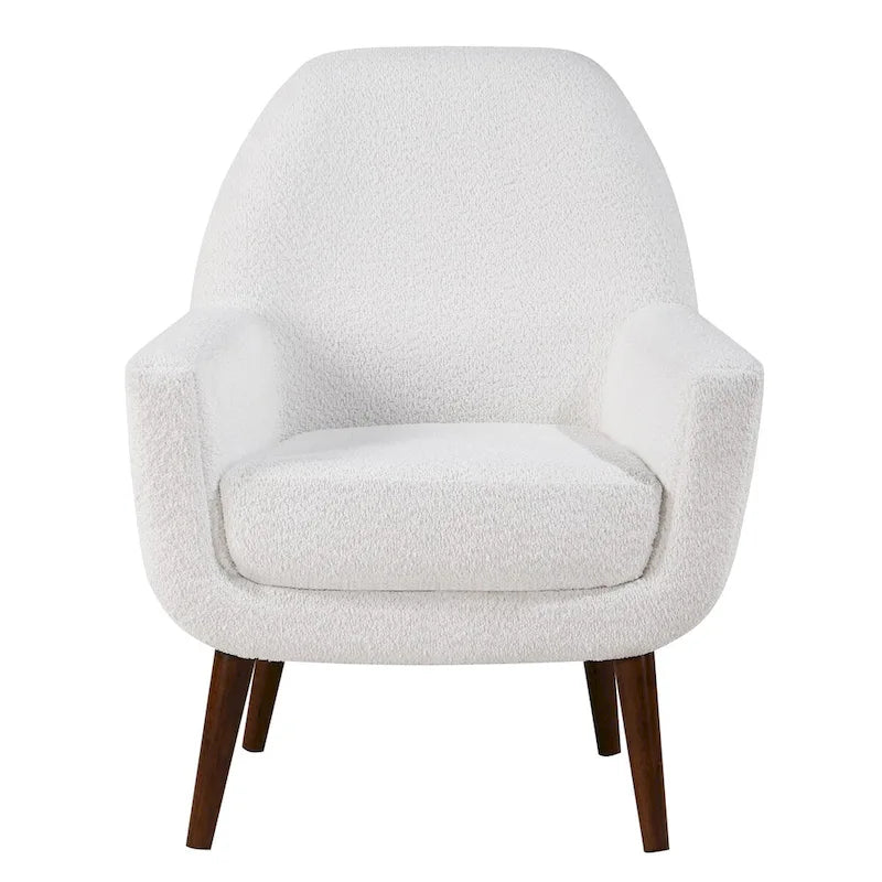 Fauteuil d'appoint en tissu bouclé blanc laiteux
