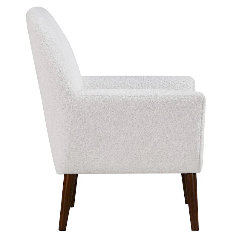 Fauteuil d'appoint en tissu bouclé blanc laiteux