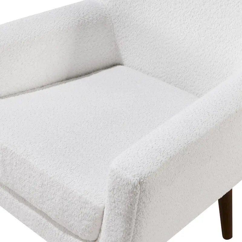Fauteuil d'appoint en tissu bouclé blanc laiteux