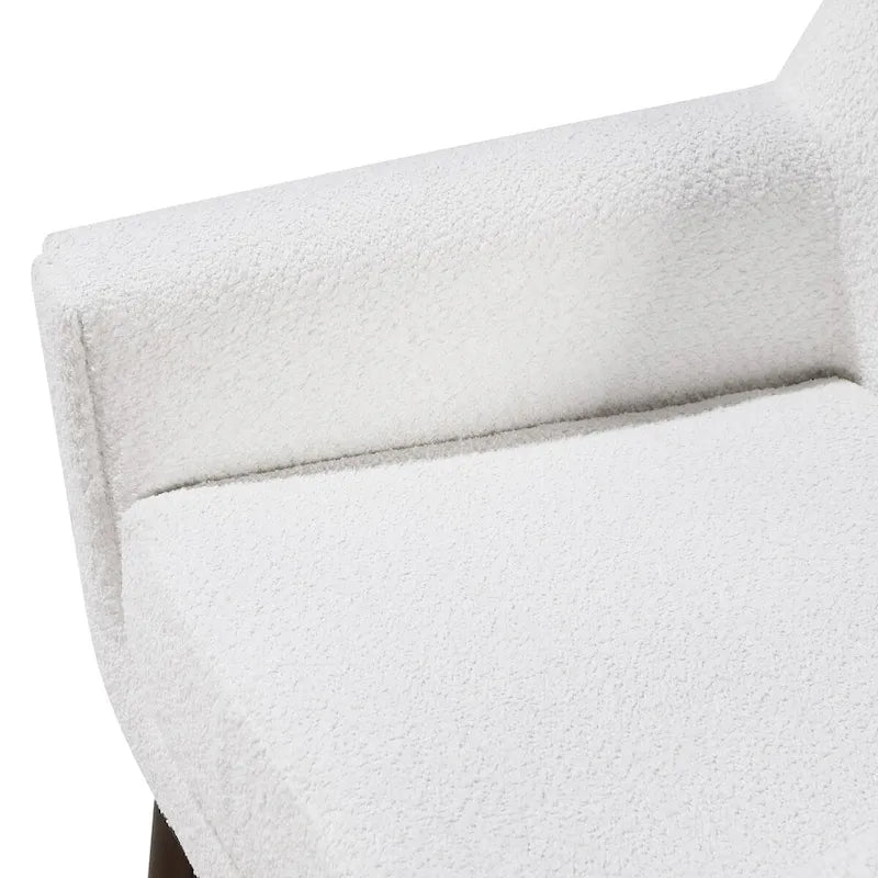 Fauteuil d'appoint en tissu bouclé blanc laiteux