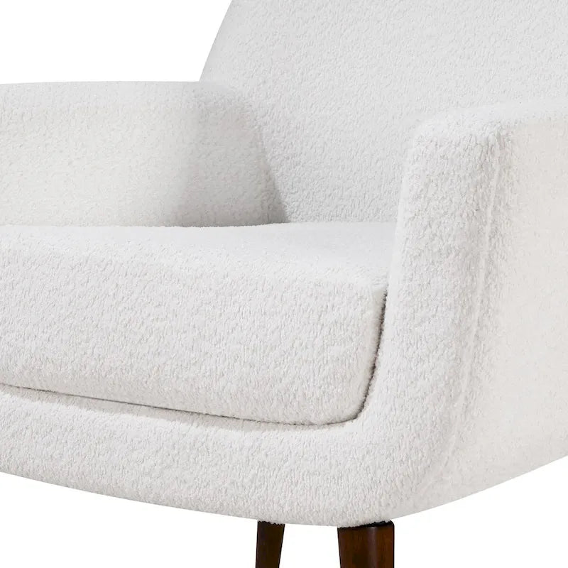 Fauteuil d'appoint en tissu bouclé blanc laiteux