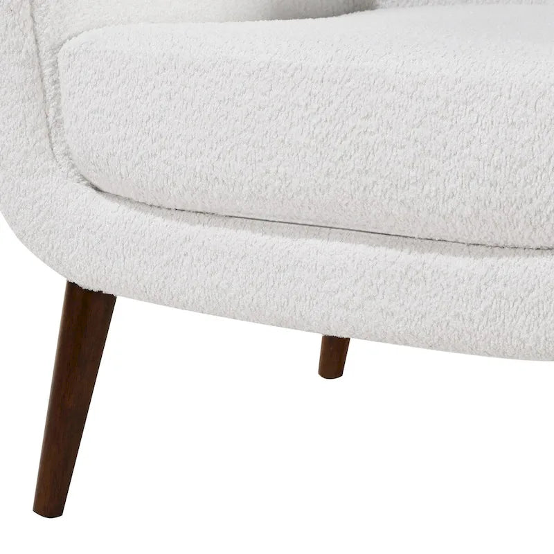 Fauteuil d'appoint en tissu bouclé blanc laiteux