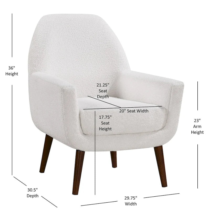 Fauteuil d'appoint en tissu bouclé blanc laiteux