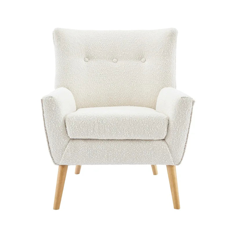 Fauteuil d'appoint moderne en tissu peluche avec pieds en bois