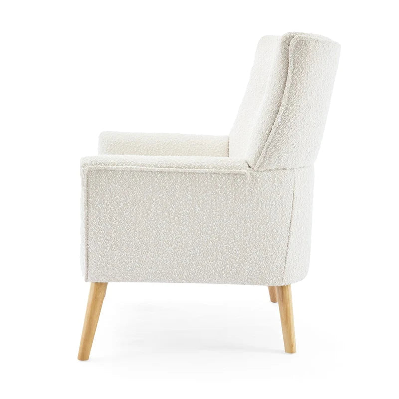 Fauteuil d'appoint moderne en tissu peluche avec pieds en bois
