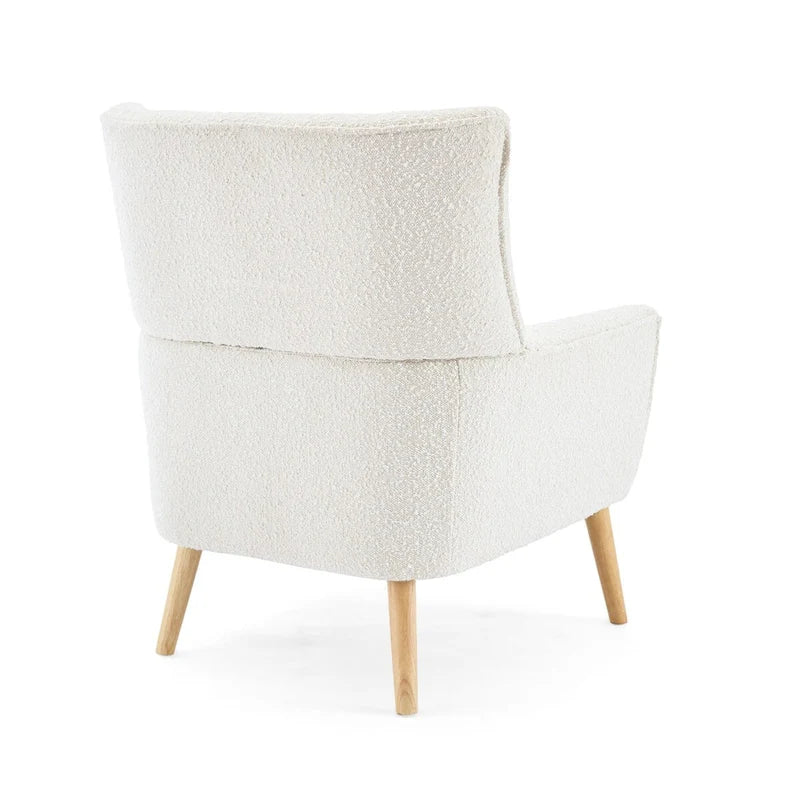 Fauteuil d'appoint moderne en tissu peluche avec pieds en bois