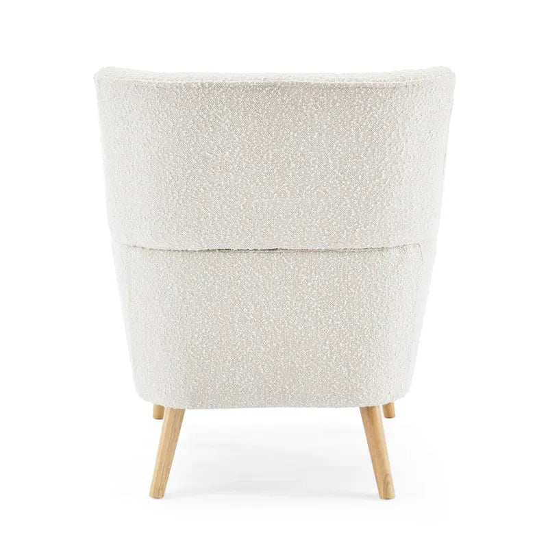 Fauteuil d'appoint moderne en tissu peluche avec pieds en bois