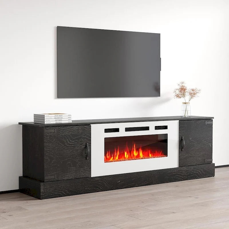 Meuble TV avec cheminée électrique encastrable
