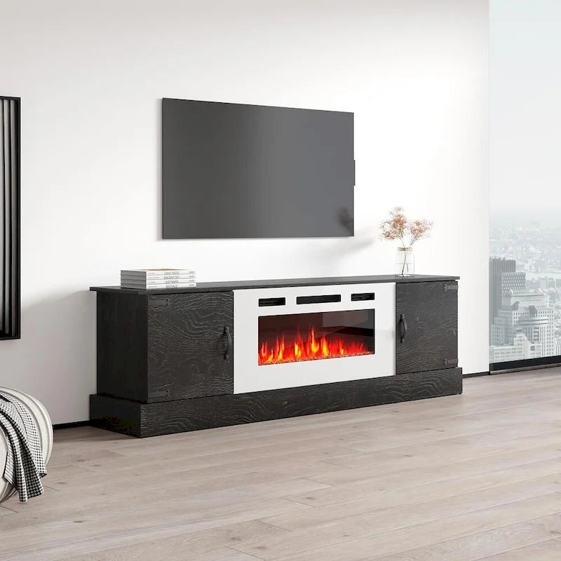 Meuble TV avec cheminée électrique encastrable