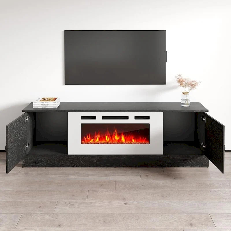 Meuble TV avec cheminée électrique encastrable