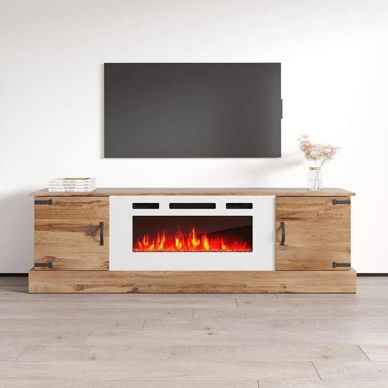 Meuble TV avec cheminée électrique encastrable