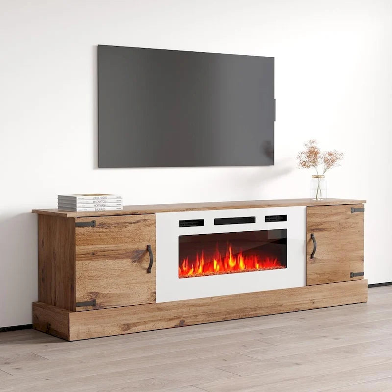 Meuble TV avec cheminée électrique encastrable