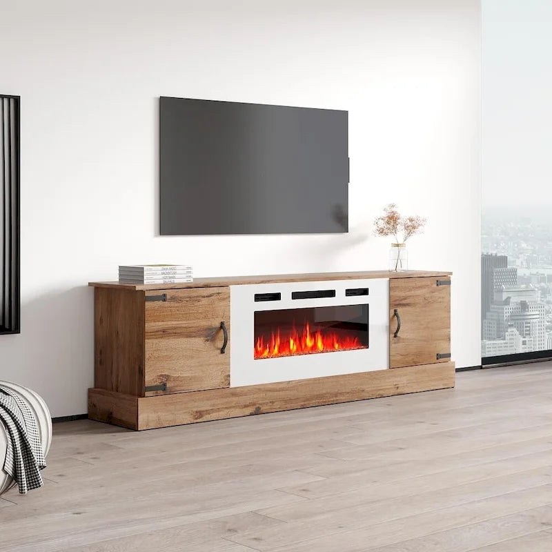 Meuble TV avec cheminée électrique encastrable
