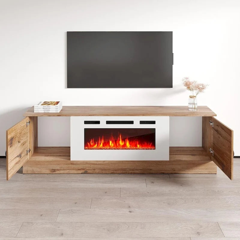 Meuble TV avec cheminée électrique encastrable