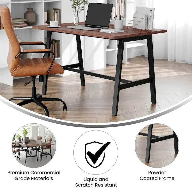 Table de conférence commerciale avec plateau stratifié et piètement en A