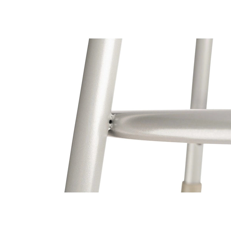 Tabouret en acier rembourré de vinyle gris, robuste, 24 pouces