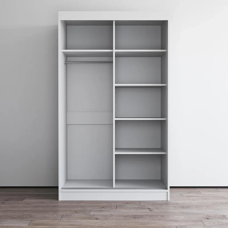 Armoire-penderie à 2 portes miroir avec finition brillante | 120 ou 150 cm de largeur