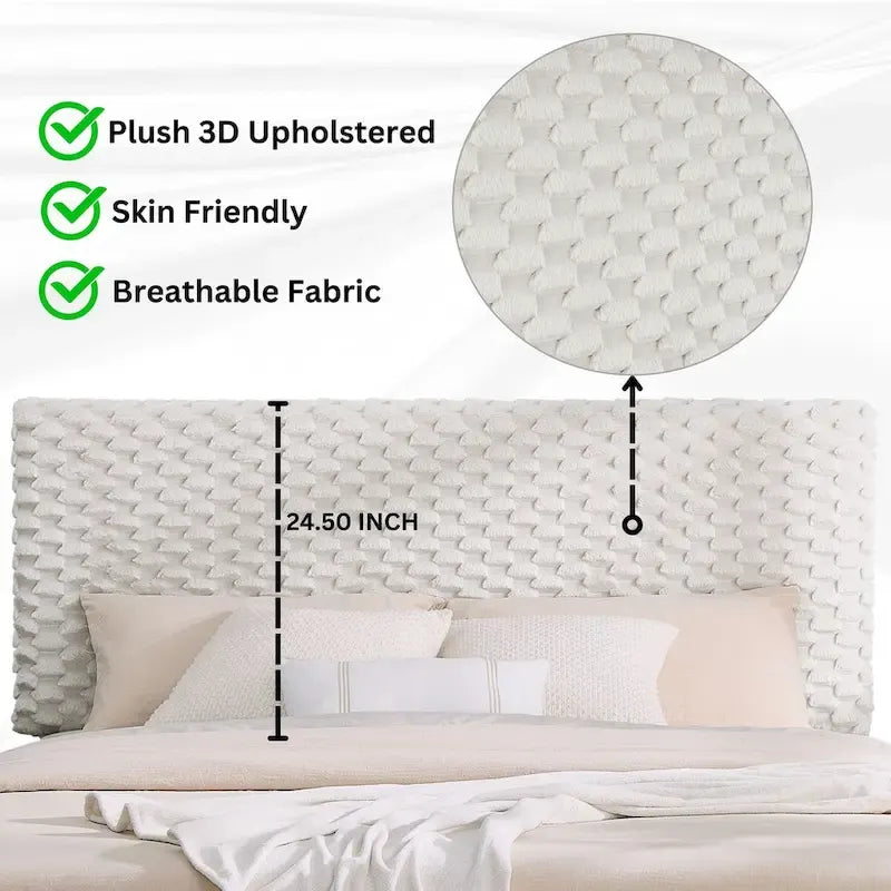 Lit plateforme rembourré 3D en peluche Colombe Blanche