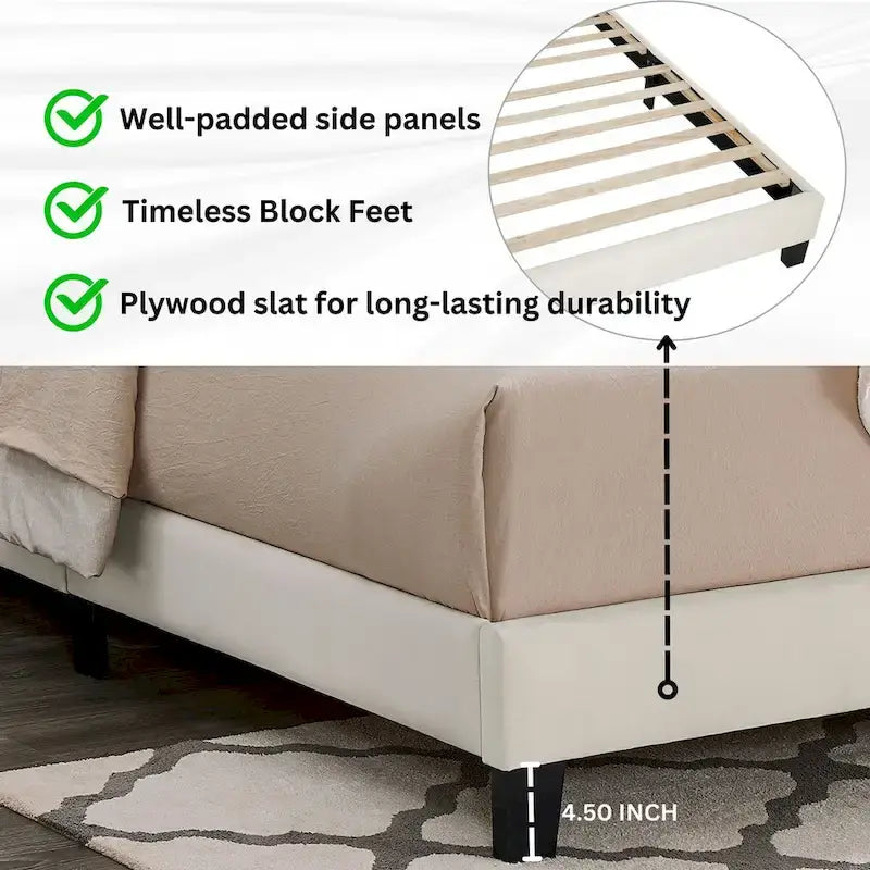 Lit plateforme rembourré 3D en peluche Colombe Blanche