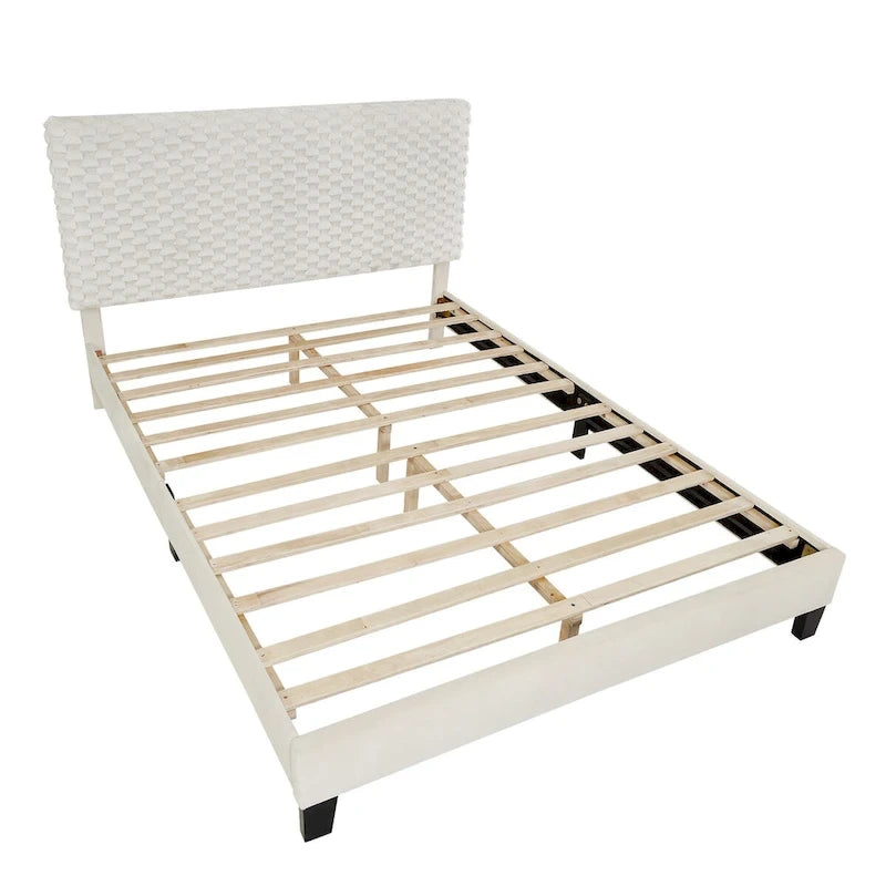 Lit plateforme rembourré 3D en peluche Colombe Blanche