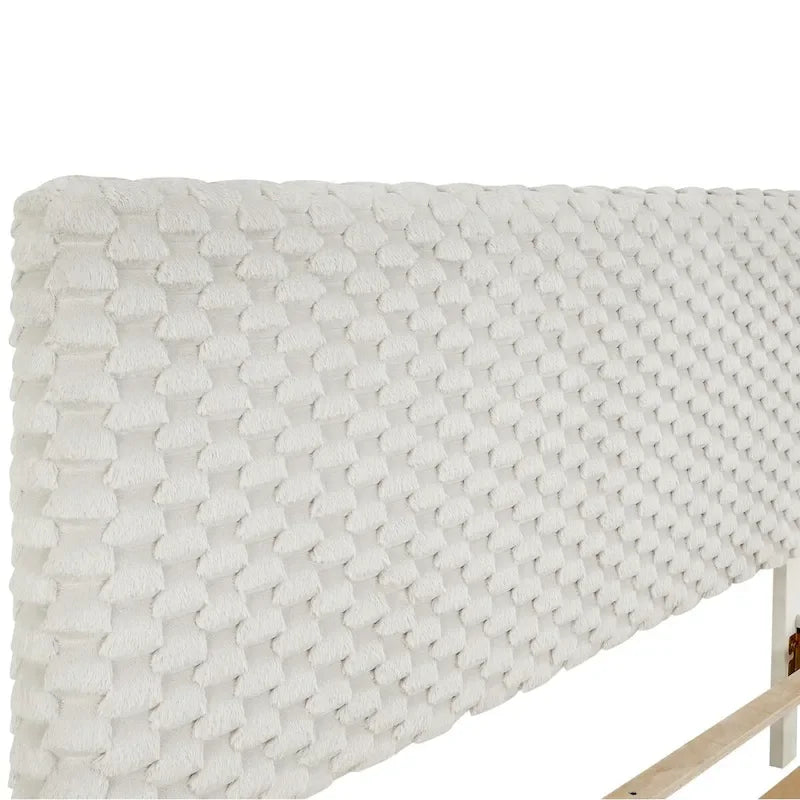 Lit plateforme rembourré 3D en peluche Colombe Blanche