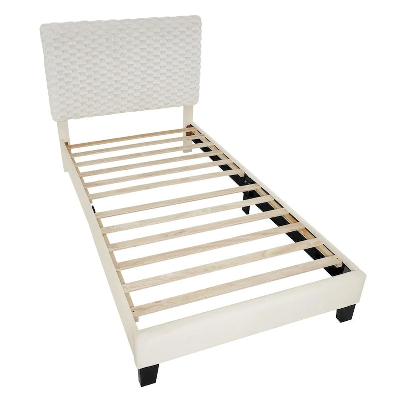 Lit plateforme rembourré 3D en peluche Colombe Blanche