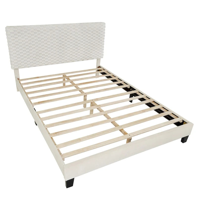 Lit plateforme rembourré 3D en peluche Colombe Blanche