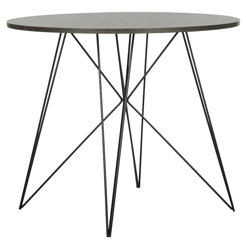 Table à manger ronde gris foncé / noire - 90 cm x 90 cm x 75 cm