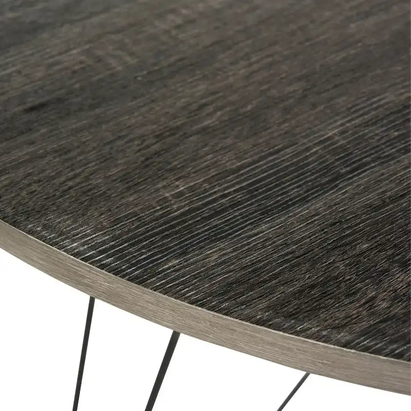 Table à manger ronde gris foncé / noire - 90 cm x 90 cm x 75 cm