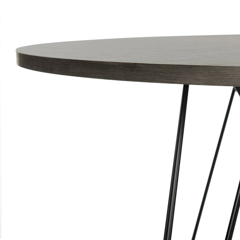 Table à manger ronde gris foncé / noire - 90 cm x 90 cm x 75 cm