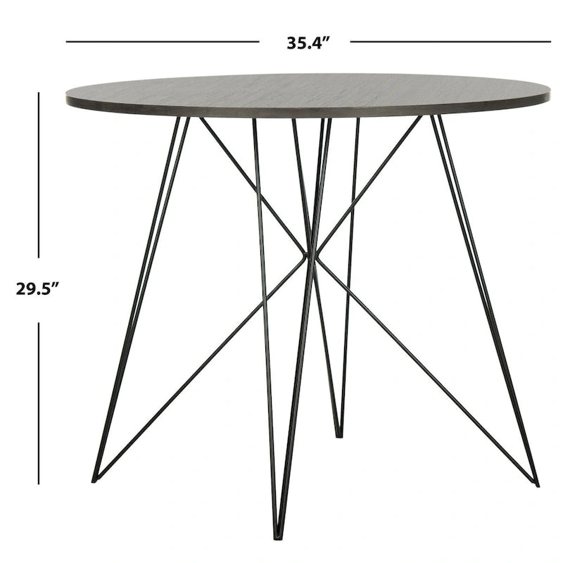 Table à manger ronde gris foncé / noire - 90 cm x 90 cm x 75 cm