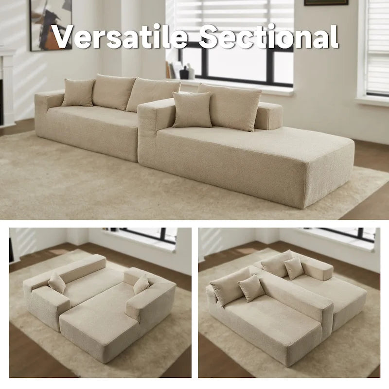 Canapé méridienne moderne rembourré avec coussins pour salon