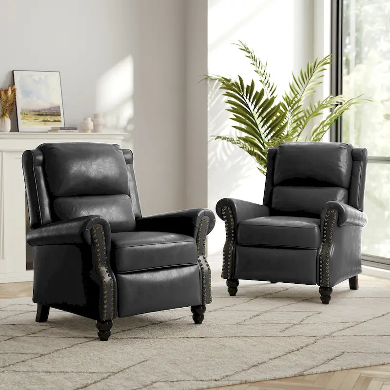 Lot de 2 fauteuils inclinables modernes à assise rembourrée en cuir PU/tissu
