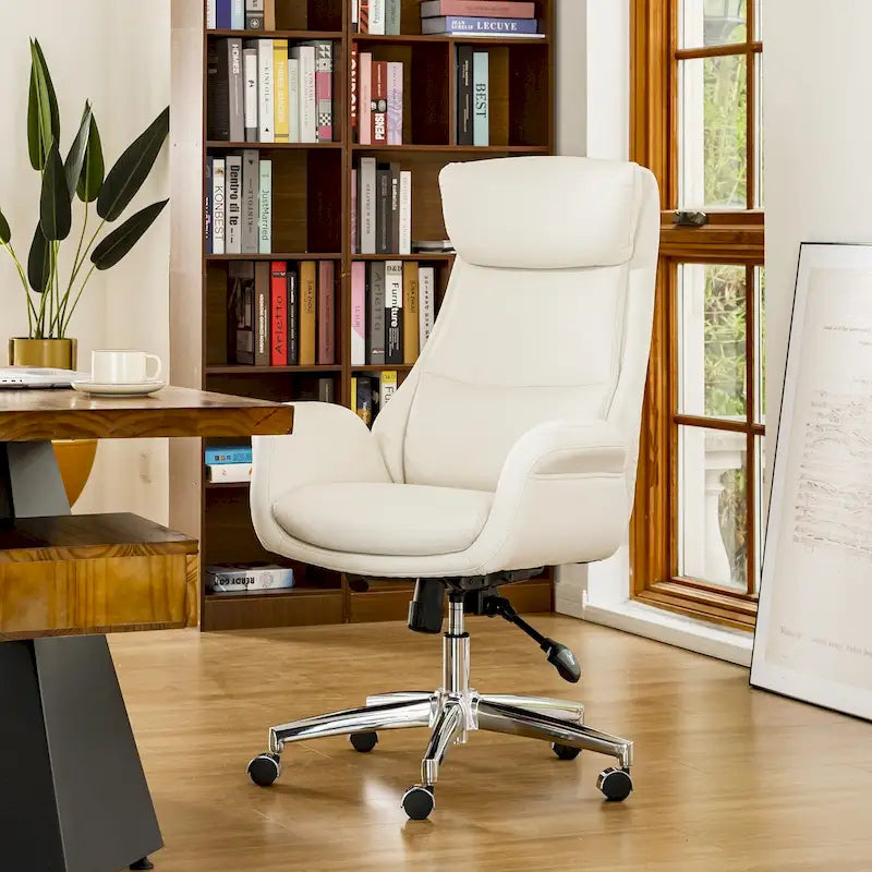 Fauteuil de bureau pivotant réglable en similicuir Glitzhome Mid-century 48 pouces