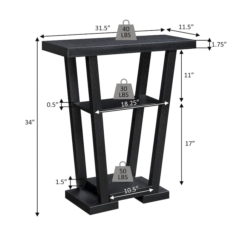Table console Newport V avec étagères de Convenience Concepts